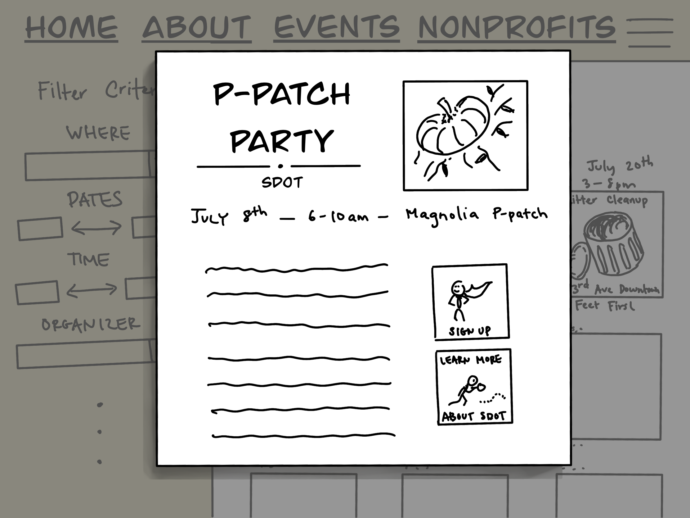 Shawn's mock up of the event details modal